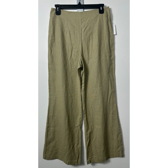NEW Avec Les Filles Linen Blend Wide Leg Pants Sage Green Size S Lagenlook B15 - Picture 1 of 9